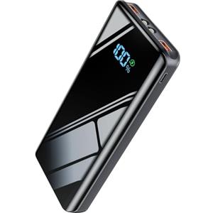 Debopo Power Bank 20000mAh, Caricatore Portatile USB C 20W SCP 22.5W Ricarica Rapida Funzione, Design Sottile Potente Powerbank con Torcia e LED Display per Smartphone, Tablet, All'aperto Campeggio