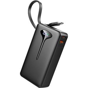 Hosgubo Power Bank 10000mAh, 22.5W Powerbank Ricarica Rapida USB C, Raricatore Portatile con Cavi Integrati Piccolo Potente, Raricabatterie Portatile con 3 porte per iPhone 16 15 14 Samsung iPad Tablet ecc