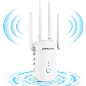 WONLINK Ripetitore WiFi Potente, 1200Mbps Ripetitore WiFi 5GHz & 2,4GHz Dual Band WiFi Extender Supporta Modalità Ripetitore/Router/AP, Amplificatore WiFi con WPS Funzione, 1 Porta Ethernet, 4 Antennes Bianco