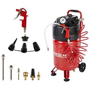 Arebos Compressore ad aria compressa 1500W | 30l | incluso set da 13 pezzi | senza olio | 240 L/min | doppio attacco Euro | 10bar| Capacità: 50 l, 30 l o 6 l (30 litri)