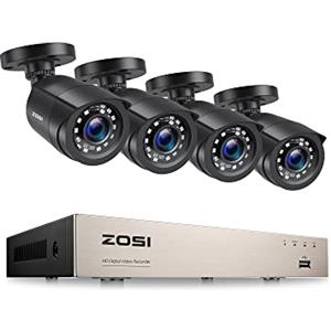 ZOSI 1080p Kit Videosorveglianza Esterna, 8CH DVR senza HD con 4 Telecamere TVI, Rilevazione di Movimento, Sistema di Sorveglianza, Controllo Remoto, IR Visione Notturna 24m