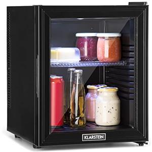 Klarstein Mini Frigo da Camera, Portatile Piccolo da Ufficio, Bar con LED, Ripiani Rimovibili, Campeggio e Skin Care 12-18°C, 32L