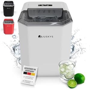 Juskys macchina del ghiaccio IceOracle - Cubetti di ghiaccio per cocktail in 6-13 minuti - Mini macchina del ghiaccio da 12 kg/giorno - Contenitore grande - Bianco