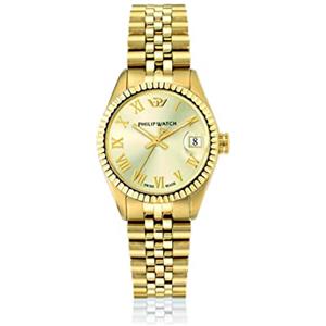 Philip Watch Orologio Donna, Tempo e data, Acciaio, PVD Oro, Collezione Caraibe - R8253597614