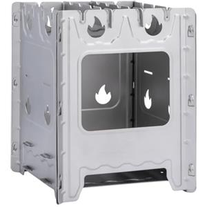 iBasingo Stufa a legna portatile in titanio per campeggio, design staccabile e assemblato, stufa ultraleggera con supporto per pentola, fornello compatto per falò a carbone, alcool, barbecue