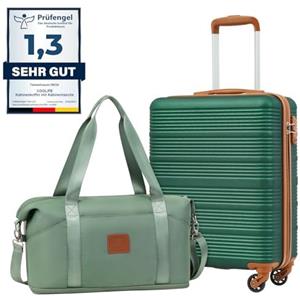 COOLIFE EasyJet Valigia Bagaglio a mano,Set di Valigie,Trolley,Valigia da cabina 55×40×20 e zaino da imbarco 25L(45×36×20cm) Chiusura a combinazione laterale con TSA(Verde Scuro, 55×40×20 -Set 2pzs)