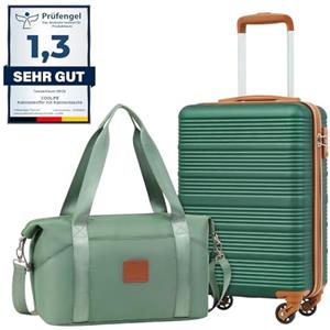 COOLIFE Ryanair Valigia Bagaglio a mano,Set di Valigie,Trolley,Valigia da cabina 55×35×20 e zaino da imbarco 20L(40×25×20cm) Chiusura a combinazione laterale con TSA(Verde Scuro, 55×35×20 -Set 2pzs)