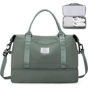 SEAFEW Borsone da Viaggio Donna, 45x36x20 Easyjet Bagaglio a Mano Borsa da Viaggio con Scomparto per le Scarpe, Borsa Sportiva Borsone da Palestra Grande, Borsa da Weekend,E2-Verde militare