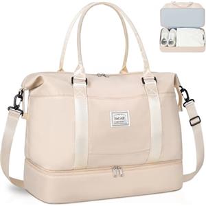 BAGAIL Borsone da viaggio, borsa da fine settimana da donna, borsa da palestra per la notte, borsa tote con tasca bagnata, borsa per mamma ospedaliera per lavoro e consegna, B-beige., Extra Large,