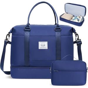 BAGAIL Borsone da viaggio, borsa da fine settimana da donna, borsa da palestra per la notte, borsa tote con tasca bagnata, borsa per mamma ospedaliera per lavoro e consegna, Ee-blu navy, Borsone da