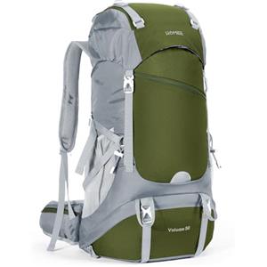 HOMIEE Zaino Trekking 50L Zaini da Escursionismo Zainetto Leggero Zaino Viaggi di Campeggio Montagna con Parapioggia Zaino per Alpinismo Impermeabile, Verde Militare