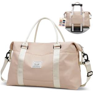 BAGAIL Borsone da viaggio, borsa da fine settimana da donna, borsa da palestra per la notte, borsa tote con tasca bagnata, borsa per mamma ospedaliera per lavoro e consegna, Beige, Large, Borsa da