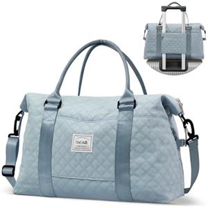 BAGAIL Borsone da viaggio, borsa da fine settimana da donna, borsa da palestra per la notte, borsa tote con tasca bagnata, borsa per mamma ospedaliera per lavoro e consegna, Griglia - Azzurro, Large,