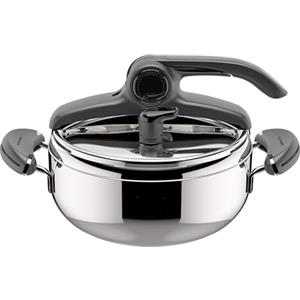 Lagostina Mia Lagoeasy'UP Pentola a Pressione 3.5L in Acciaio Inox 18/10 Ø 22 cm, Pentola Induzione e Gas, Coperchio con Apertura Facilitata, Fondo Irradial Plus 3 Strati, Lavabile in Lavastoviglie