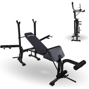 Mobiclinic® Fitness, Panca Palestra Multifunzione, Pressfit, Regolabile, Pieghevole, Acciaio, Supporta Fino a 250 kg, Supporto per Barre, Ideale Esercizi di Forza casa