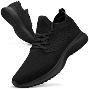 Giniros Scarpe Running Uomo Sneakers Scarpe Corsa Ginnastica Camminata Sportive Palestra Casual Jogging Tennis Outdoor Fitness Trekking Scarpe da Lavoro Comode Leggere Traspiranti Nero 45EU