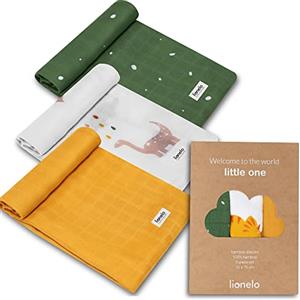 Lionelo Set 3 Pezzi Mussole per neonato 70x70 cm in cotone, bambù 100% naturale, Morbide, per Fasciatoio, odori resistenti