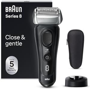 Braun Series 8, Regolabarba Uomo, Rasoio Elettrico Barba Rifinitore di precisione, Custodia da Viaggio in tessuto, Batteria Litio Ion, 100% Impermeabile Idea Regalo, 8510s Nero