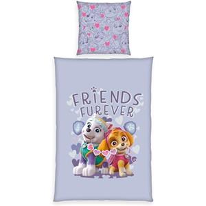 Herding Set di Biancheria da Letto, Paw Patrol, Federa 80 x 80 cm con Bottoni e Design Reversibile, Copripiumino 135 x 200 cm con Chiusura a Bottoni, 100% Cotone