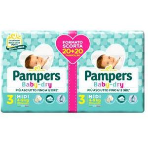 FATER SpA Pampers Baby-Dry Taglia 3 Midi 4-9 Kg Formato Scorta 20+20 Pannolini