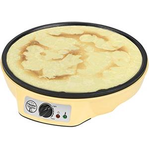 Bestron crepiera elettrica, Macchina per crêpes dal design retrò, per crêpes con Ø 30 cm, incl. spargitore di pastella e giratorta, con rivestimento antiaderente, 1000 watt, colore: Giallo