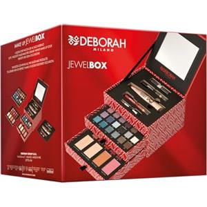 Deborah Milano - Trousse Set Regalo Donna Make Up Jewel Box, Kit Mascara e Matita Occhi, Labbra, Palette di Ombretti, Rossetti, Gloss e Polveri Viso dai Diversi Finish e Colori, in Carta FSC