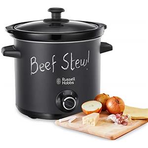 Russell Hobbs Pentola per Cottura Lenta - Pentola in Ceramica Pesante da 3,5 L: Distribuzione Ottimale Temperatura - Superficie a Lavagna; 3 Temperature; Mantieni Caldo, 200 W, Slow Cooker 24180-56