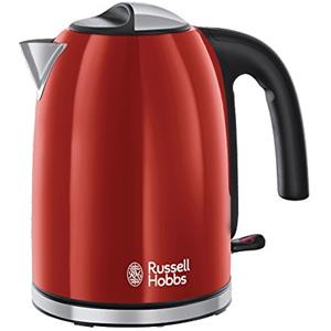 Russell Hobbs Bollitore Elettrico - 1,7 L, 2400 W - Acciaio Inox Color Rosso; Funzione di Ebollizione Rapida; Filtro Anticalcare Rimovibile, Beccuccio, Indicatore Livello Acqua, Colorplus 20412-70