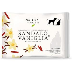 Natural Derma Pet Salviette Detergenti Profumate Sandalo e Vaniglia - 35 Pz per Cani e Gatti