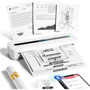 ItriAce Stampante Portatile, Stampante Termica A4 Senza Inchiostro per Smartphone e Laptop, Stampante Bluetooth Wireless che Supporta Carta Termica A4, Adatta per Casa, Foto