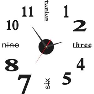 Caybats Orologio da parete adesivo 3d grande,40CM orologio da parete fai da te 3D da Muro Design Moderno,meccanismo silenzioso,orologio da muro,Usato per Decorare la Parete Vuota per Casa,Ufficio -Nero