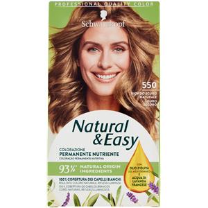 Schwarzkopf Natural&Easy Colorazione Permanente Biondo Scuro Naturale N.550 - 93% Ingredienti Naturali, Copertura Perfetta e Luminosità