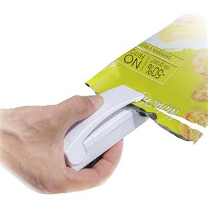 InnovaGoods - Macchina Sigilla Sacchetti con Calamita da Frigo, Conservazione Alimenti Prolungata, Design Portatile e Leggero, Multifunzione 2-in-1, Funziona a Batterie, Bianco, In Plastica