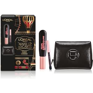 L'Oréal Paris Pochette Regalo Make Up à La Carte con Mascara Volumizzante Air Volume 30H Extra-Nero e Mini-Matita Occhi, Per i Tuoi Look Festivi, Con Elegante Beauty Case in Vernice Nera