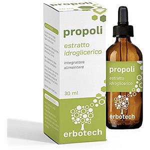 ERBOTECH Propoli (propolis) con Contagocce 30 ml, Tintura Madre, estratto puro, adatto ai Bambini, rimedio naturale per mal di gola, contribuisce al benessere delle vie respiratorie, Made in Italy
