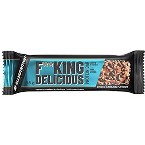ALLNUTRITION Fitking Delicious Barretta Proteica Senza Zucchero O Aspartame Ricca Di Fibre Consistenza Cremosa Per Atleti Culturisti Dessert Gustoso caramello Al Cioccolato