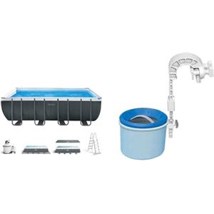 Intex 26356NP - Piscina Fuori Terra Ultra XTR Frame Rettangolare, Pompa Filtro 5700 L/h & 28000 - Skimmer Deluxe, per Pompa Filtro con Flusso Minimo 3785 L/h, Plastica, Multicolore