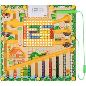 Zocipro Giochi Montessori 2 3 4 5 Anni, Labirinto Magnetico Bambini di Numeri Colore, Gioco di Ordinamento dei Colori dei Numeri in Legno, Regali Educativi per Ragazze e Ragazzi