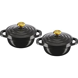 Tefal Air E255S204 - Set di 2 mini pentole antiaderenti in alluminio pressofuso (più leggero della ghisa) con coperchio, colore: grigio