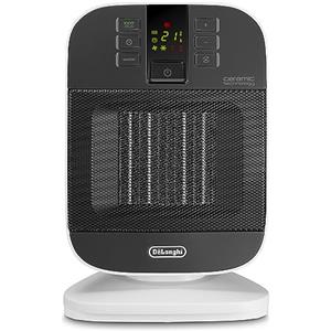 De'Longhi HFX60V20 Termoventilatore Verticale, Tecnologia Ceramica, Silenzioso, 2 Livelli di Potenza, Ventilazione Estiva, TIMER 24H, Funzione Eco-Energy, Luce, Anti-ribaltamento, Leggero, Nero