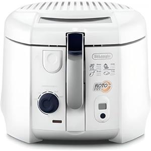 De'Longhi F28533.W1 RotoFry Friggitrice con Cestello Rotante, Frittura Leggera, Facile Pulizia Grazie alla Vasca Removibile, Termostato Regolabile, Timer con Segnale Acustico, Capacità olio 1,3L