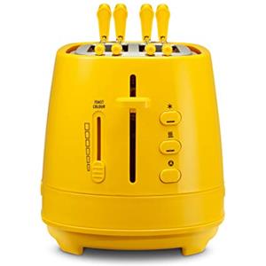 De'Longhi CTLAP2203.Y Tostapane con Pinze, Controllo Progressivo del Grado di Tostatura, Indicatori Luminosi, Cassetto Raccoglibriciole, Piedini Antiscivolo, Potenza 550 Watt, Plastica, Giallo