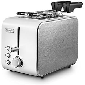 De'Longhi CTX2203.W Tostapane con Pinze, Controllo Progressivo del Grado di Tostatura, 3 funzioni, Cassetto Raccoglibriciole, Piedini Antiscivolo, Potenza 550 Watt, Plastica, BIANCO