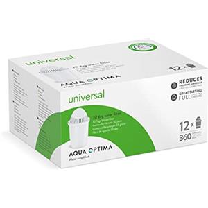 Aqua Optima Cartuchos de Filtro de Agua, Estilo Clásico, Paquete de 12 (Suministro Para 12 Meses), Compatible con Brita Classic, Sistema de Filtración de 5 Etapas que Reduce las Impurezas