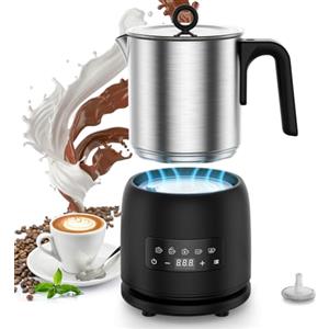 Nalezuns Montalatte Elettrico, 5 in 1 Montalatte Automatici, Cappuccinatore Elettrico, Scaldalatte per Schiuma Fredda e Calda, Latte e Cioccolato Calda