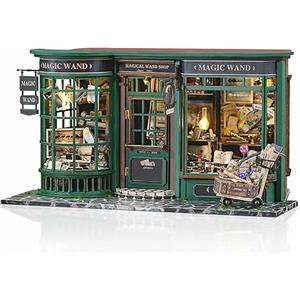 Cuteefun Miniatura Casa delle Bambole con Mobili, Kit Casa Bambole in Legno, Decorazione per La Casa, Regalo di Compleanno Natale(Negozio di Bacchette Magiche)