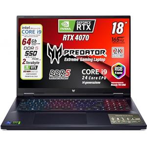 Acer Predator Helios Neo Notebook Gaming, Intel Core i9-14900HX, 24core fino a 5,8 GHz, RAM 64Gb DDR5, 2Tb SSD, Display 18