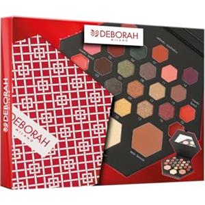 Deborah Milano - Trousse Set Regalo Donna Make Up Beauty Gift n.2 Small Toni Caldi, Include Palette di Ombretti, Gloss, Rossetti e Polveri Viso dai diversi Finish e Colori, in Carta FSC