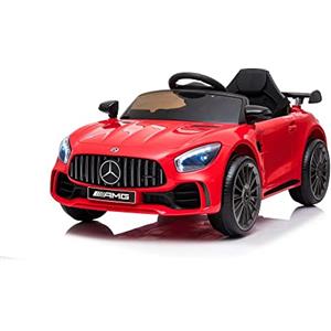 Tecnobike Shop Auto Macchina Elettrica Per Bambini Mercedes Benz AMG GTR 12V 2 Motori SoftStart GT-R AMG Con Telecomando Parental Control Luci e suoni Mp3 (Rosso)