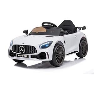 Tecnobike Shop Auto Macchina Elettrica Per Bambini Mercedes Benz AMG GTR Small 12V 2 Motori SoftStart GT-R AMG Con Telecomando Parental Control Luci e suoni Mp3 (Bianco)